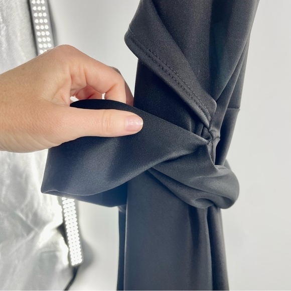 Quum‎ black sleeveless midi Ruffle V- Neck Faux Wrap dress 2X - Picture 6 of 9